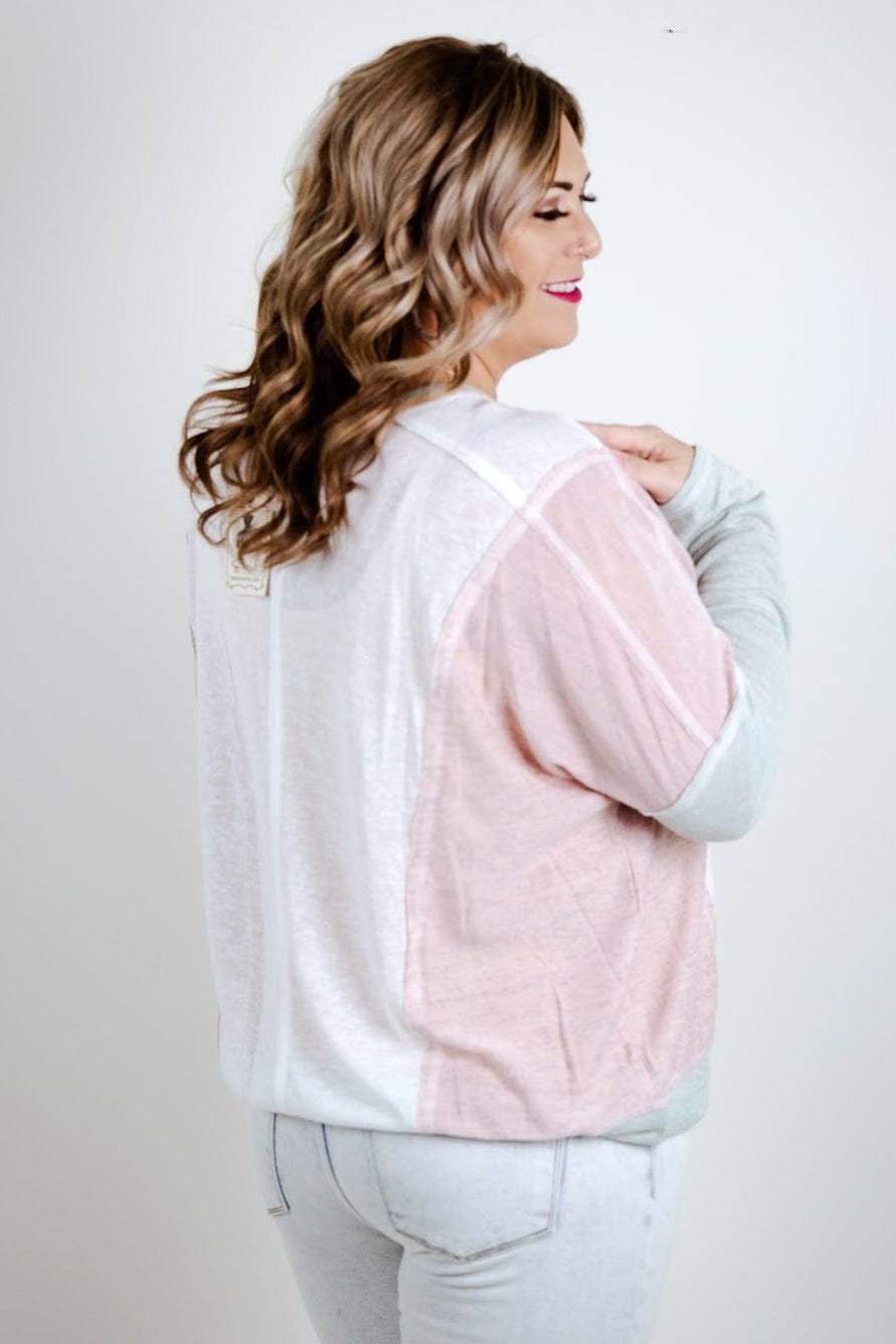 Colorblock Knit Long Sleeve Top