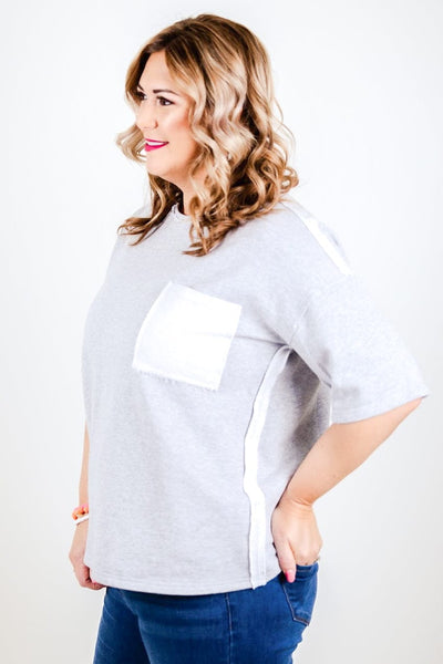 Grey Terry Knit Pocket Top