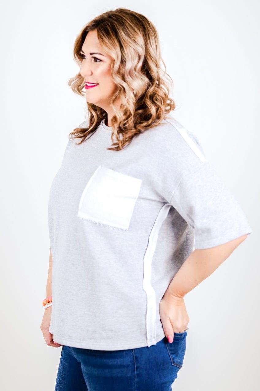 Grey Terry Knit Pocket Top