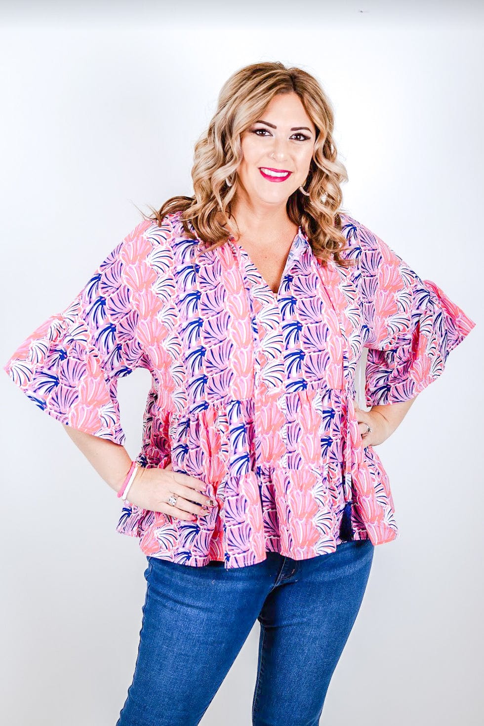 Simply Southern Gather Blouse - Scallop
