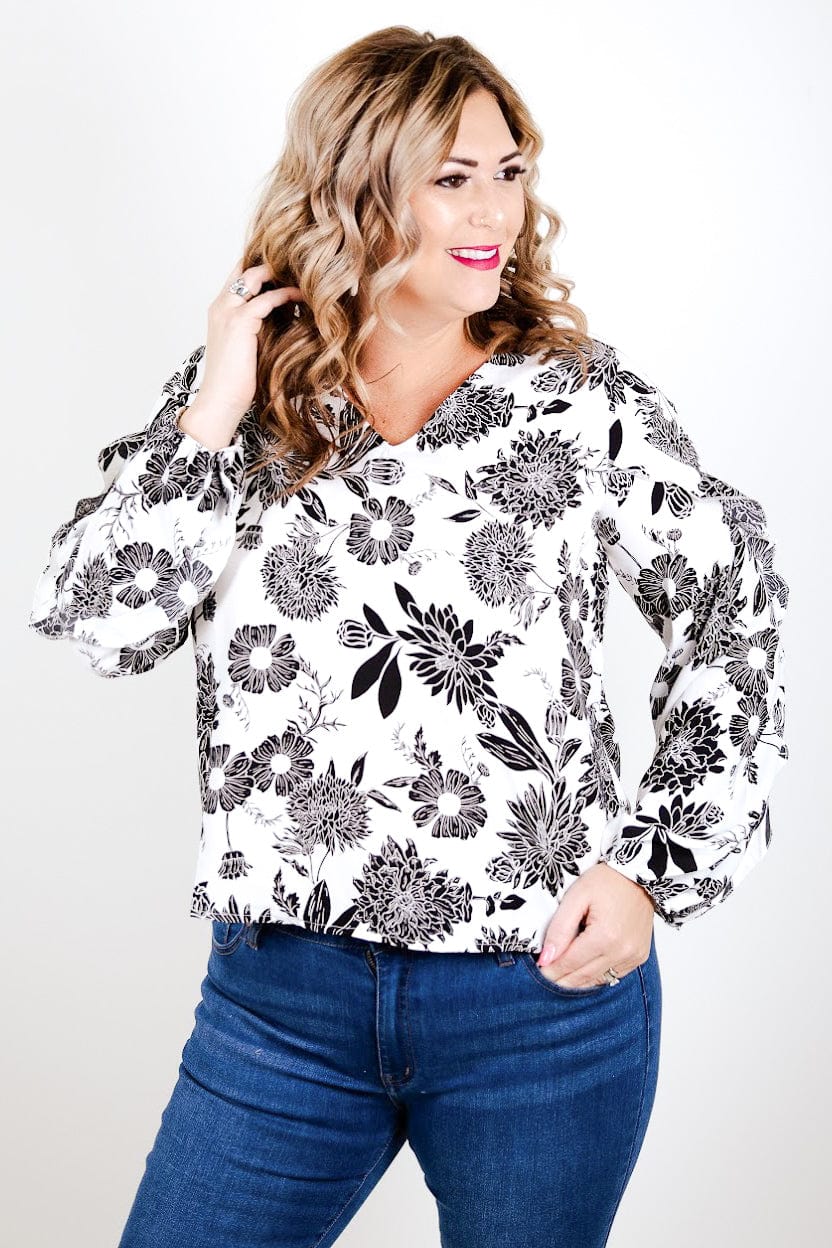 Black & White Floral Blouse
