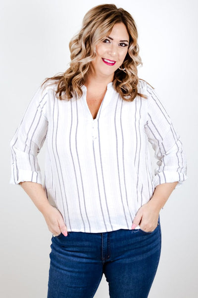 Navy Seaside Stripe Woven Top