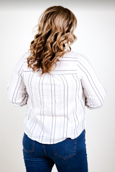 Navy Seaside Stripe Woven Top