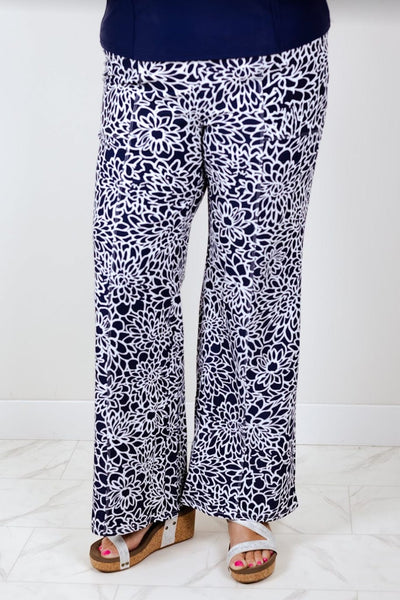 Navy & White Mod Floral Mercedes Pant
