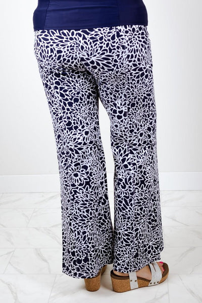 Navy & White Mod Floral Mercedes Pant