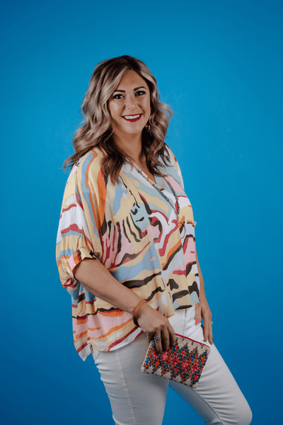 Abstract Animal Print Blouse