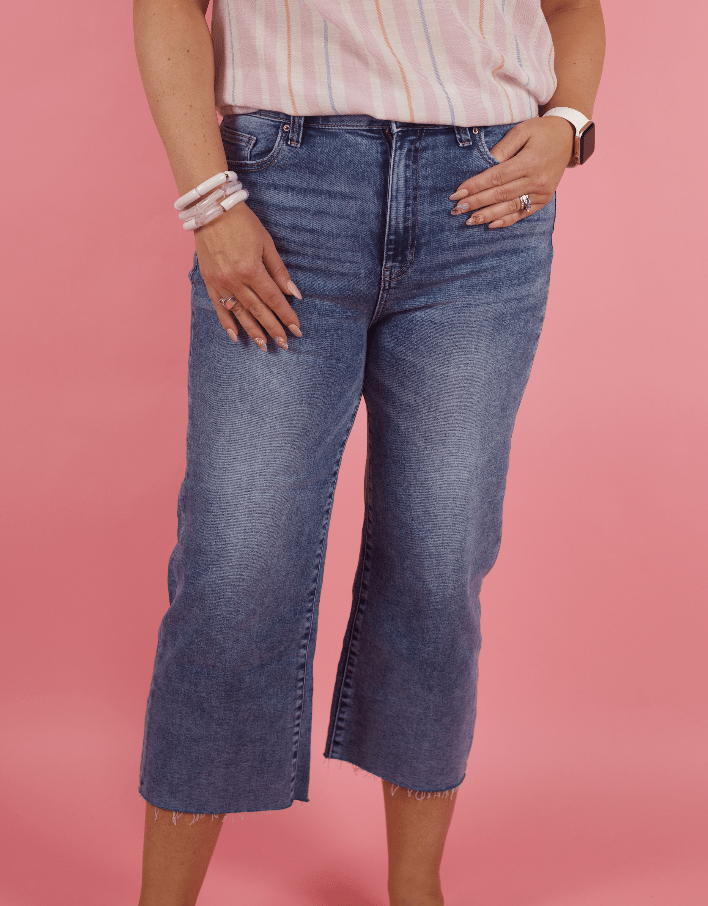High-Rise Wide Cropped Denim