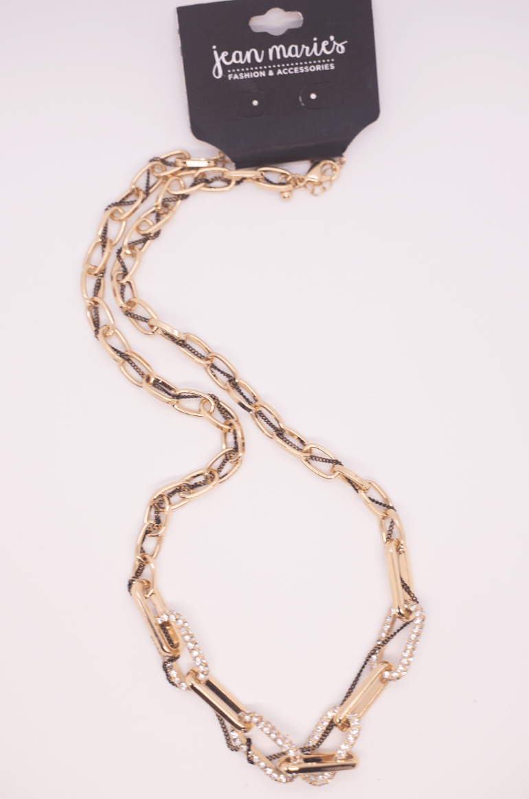 Gold Mix Chain w/Black Lux Necklace