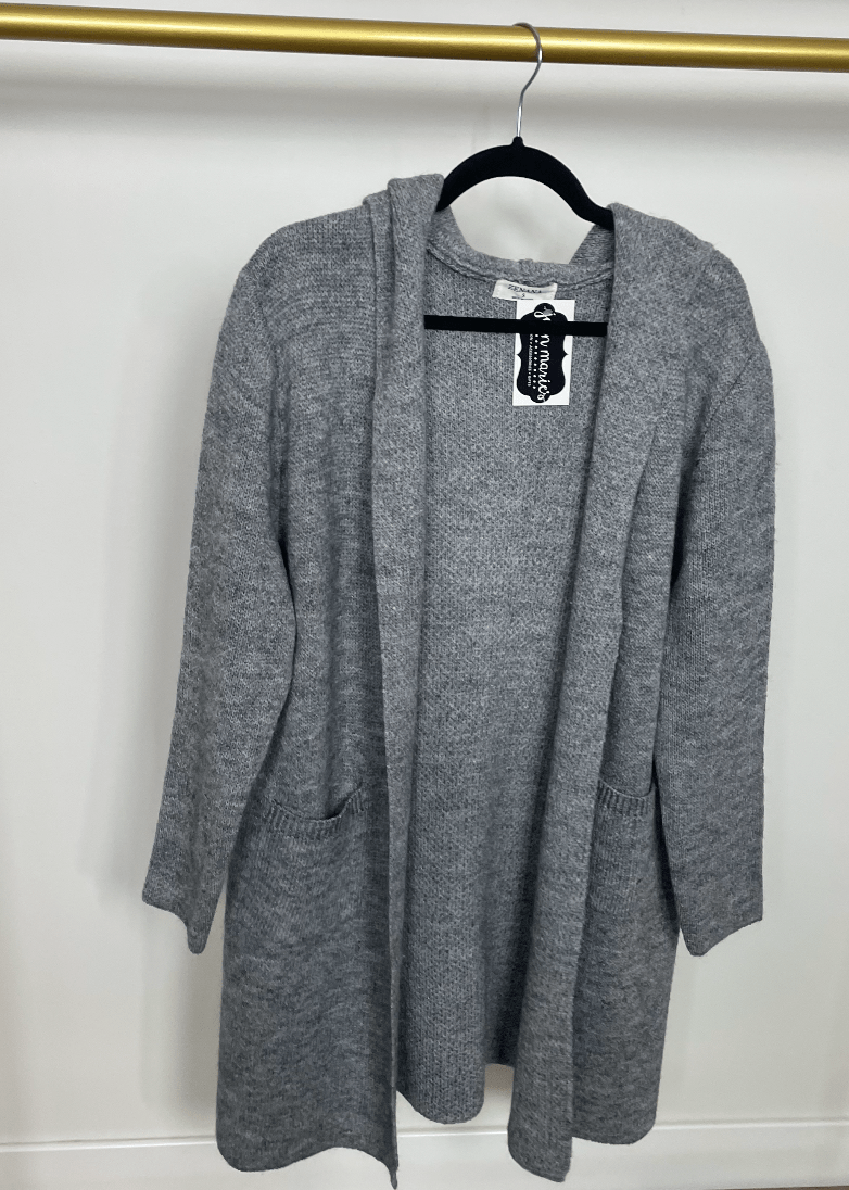 Heather Gray Long Sweater w/Hoodie