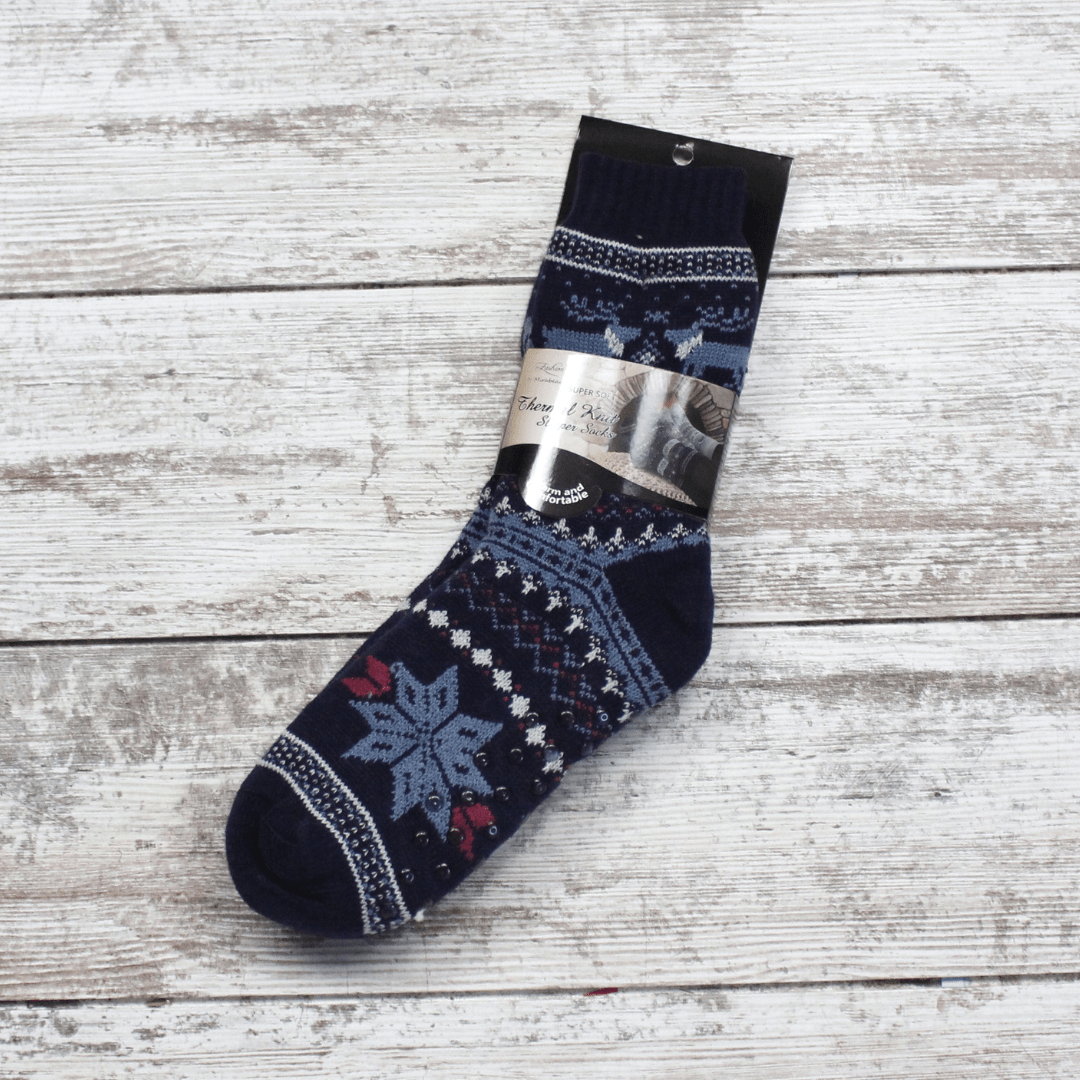 Men's White Tail Snowflake Thermal Sock