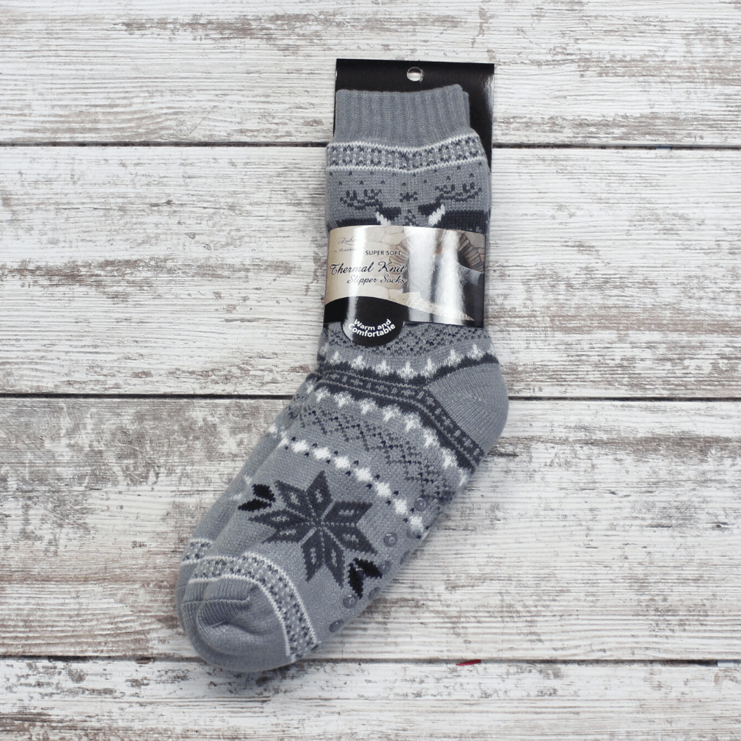 Men's White Tail Snowflake Thermal Sock