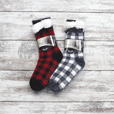 Buffalo Plaid Knit Thermal Sock