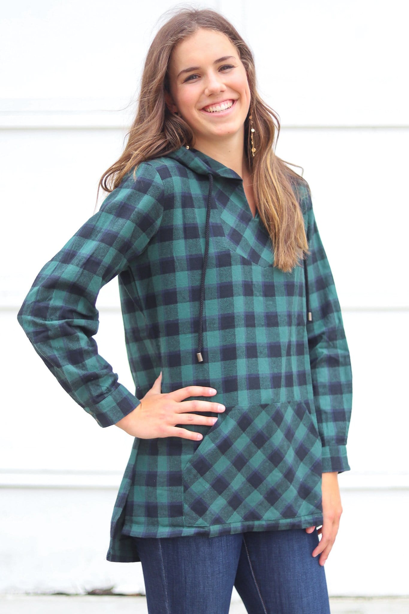 black and green plaid sweatshirt