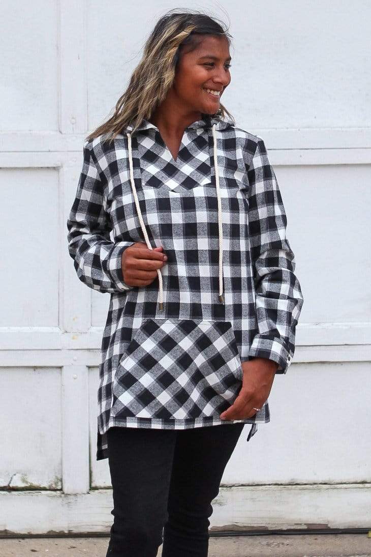 black and white plaid sweatshirt