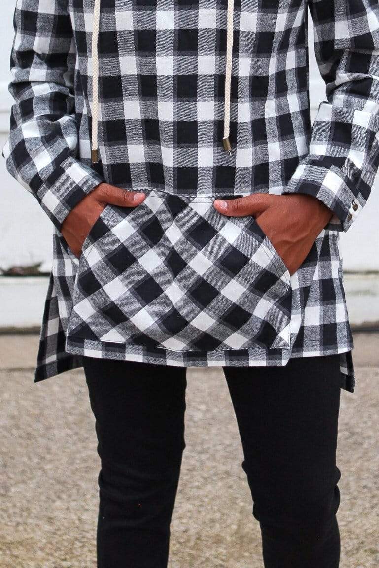 black and white plaid sweatshirt