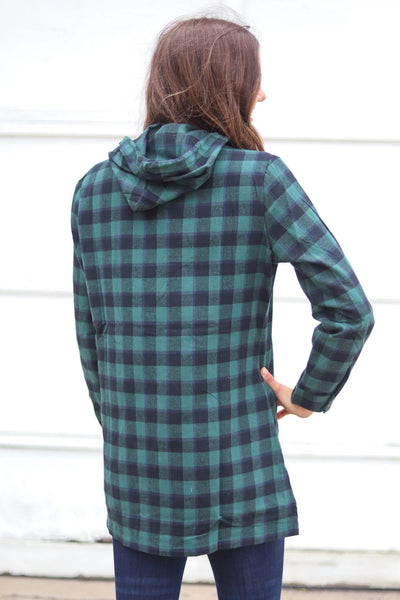 black and green plaid sweatshirt