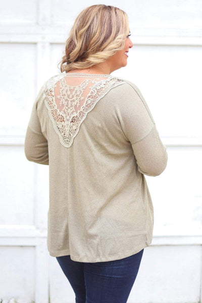 Olive lace detail top