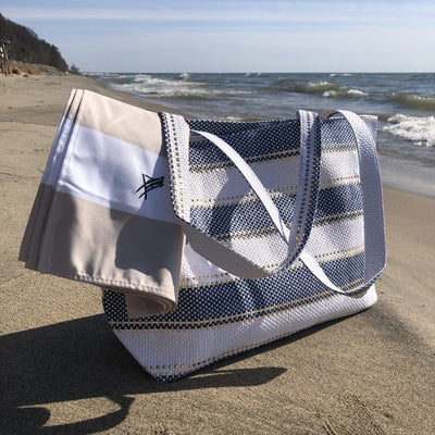 Metallic Stripe Beach Tote