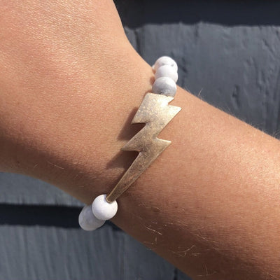 Lightning Bolt Marble Stone Stretch Bracelet