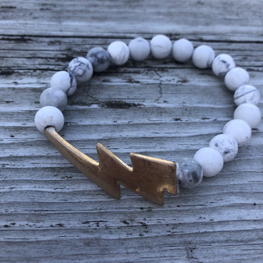 Lightning Bolt Marble Stone Stretch Bracelet