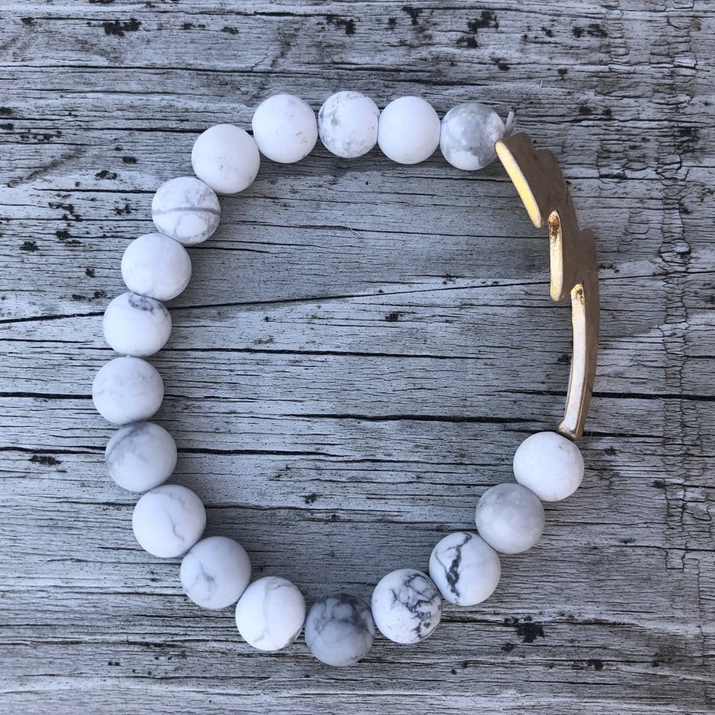 Lightning Bolt Marble Stone Stretch Bracelet