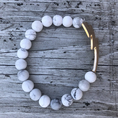 Lightning Bolt Marble Stone Stretch Bracelet