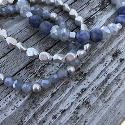 Ocean Blue 3pc Set Stretch Bracelets