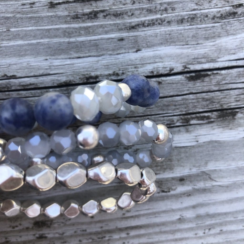 Ocean Blue 3pc Set Stretch Bracelets