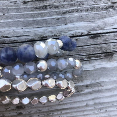 Ocean Blue 3pc Set Stretch Bracelets