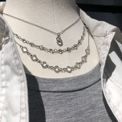 Silver Sparkle Three Layer Necklace