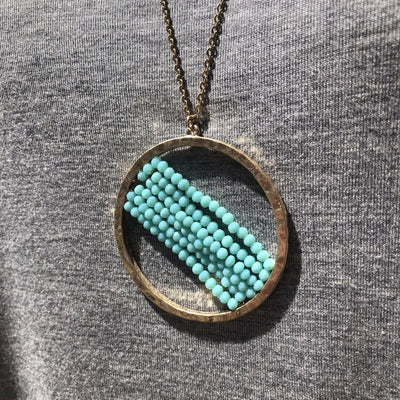 Beaded Round Pendant Necklace