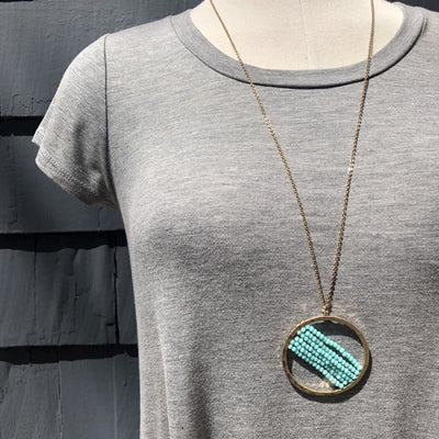 Beaded Round Pendant Necklace