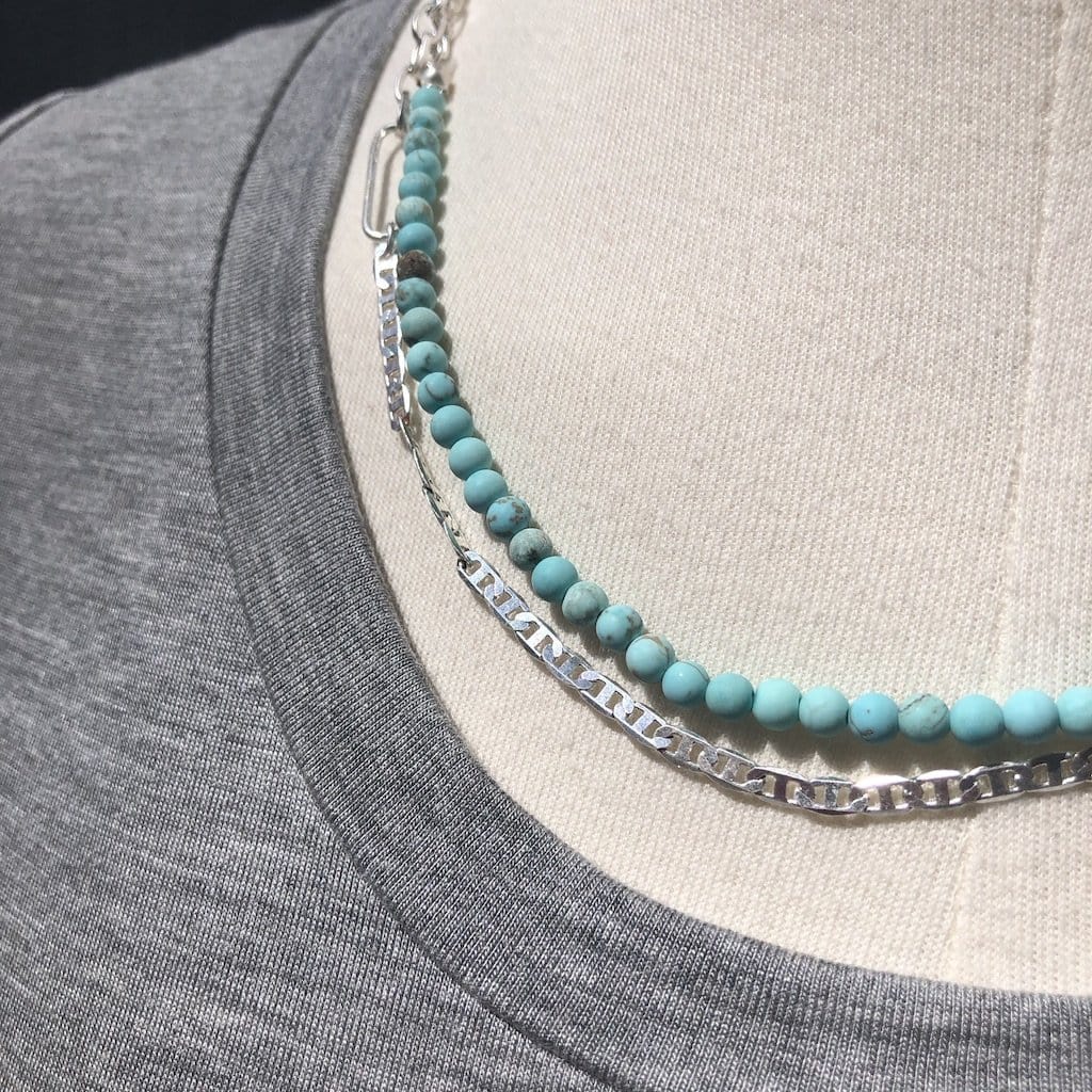 Double Layer Short Turquoise Detail Necklace