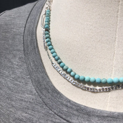Double Layer Short Turquoise Detail Necklace