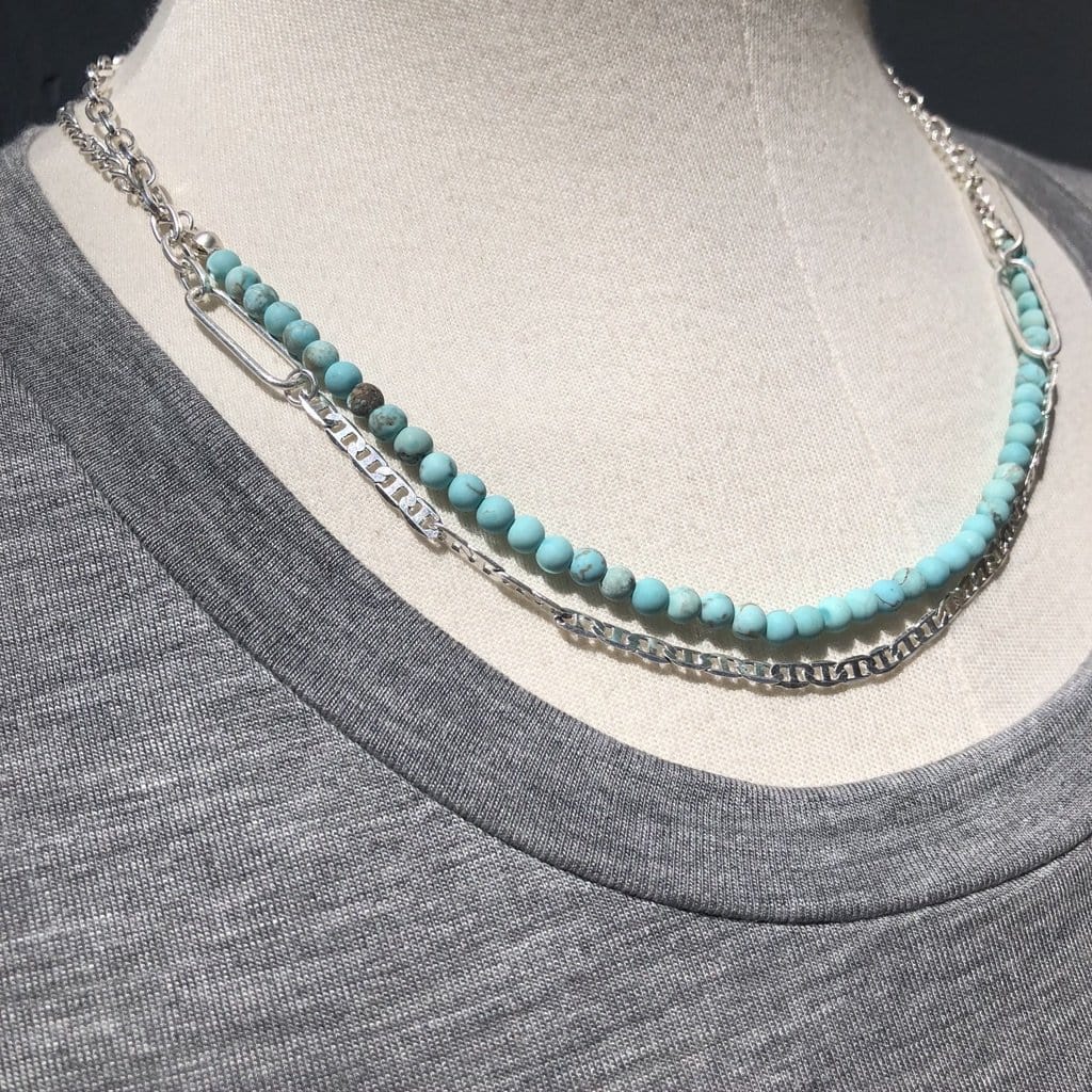 Double Layer Short Turquoise Detail Necklace
