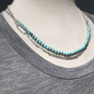 Double Layer Short Turquoise Detail Necklace