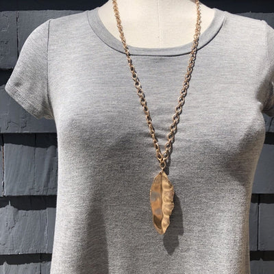 Long Leaf Chain Link Necklace