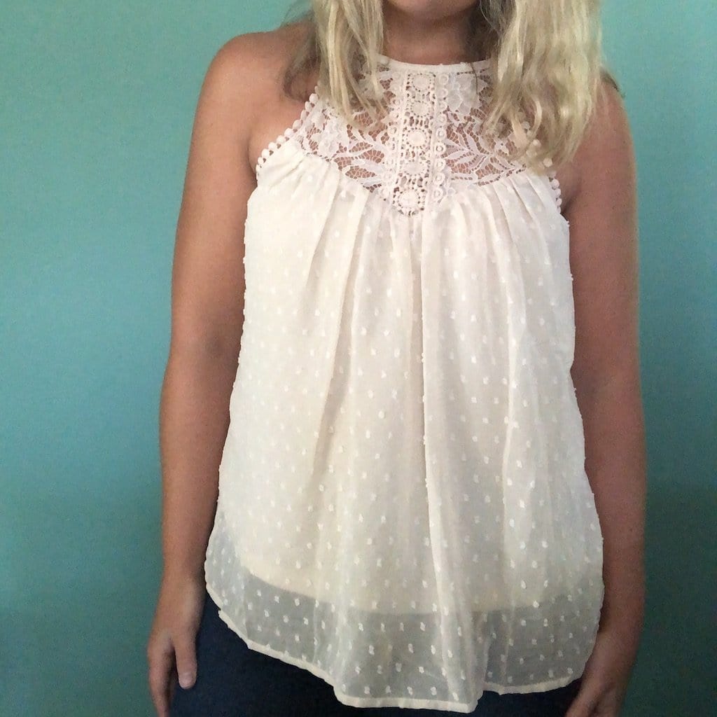 Ivory Lace Dot Tank