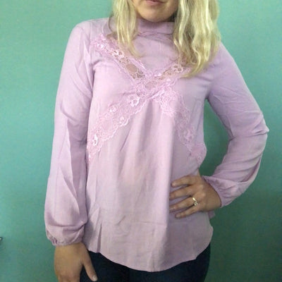 Lavender Lace Front Blouse