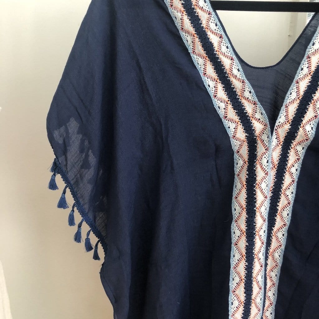 Embroidered Trim Poncho