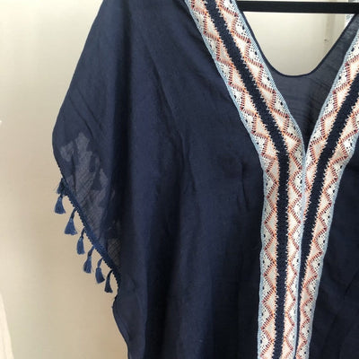 Embroidered Trim Poncho