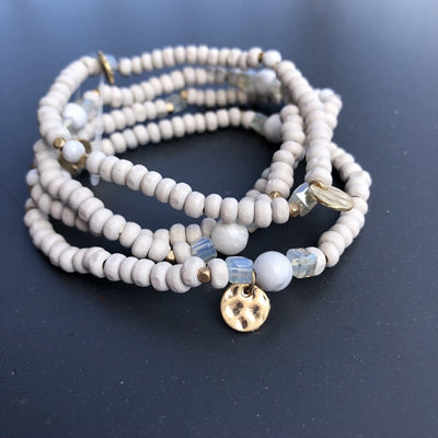 Ivory Beaded Bracelet Set