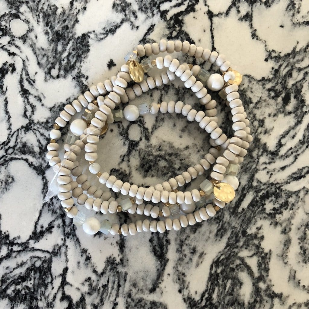 Ivory Beaded Bracelet Set