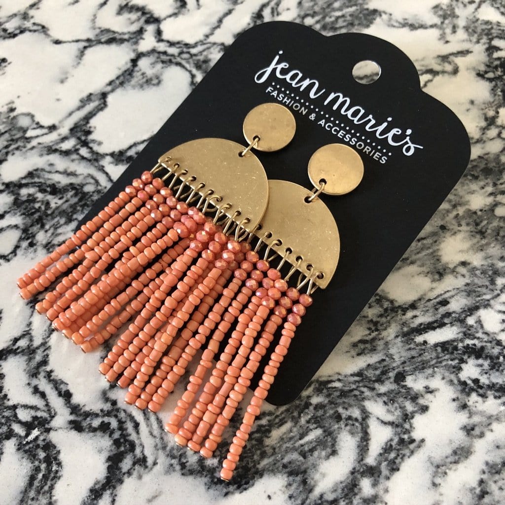 Coral Bead Fringe Earring