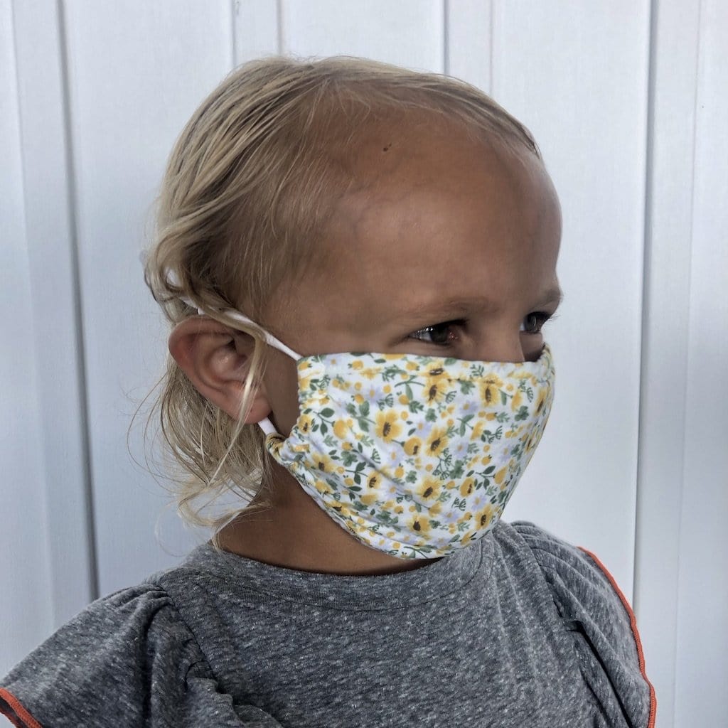 Kids Yellow Floral Face Covering