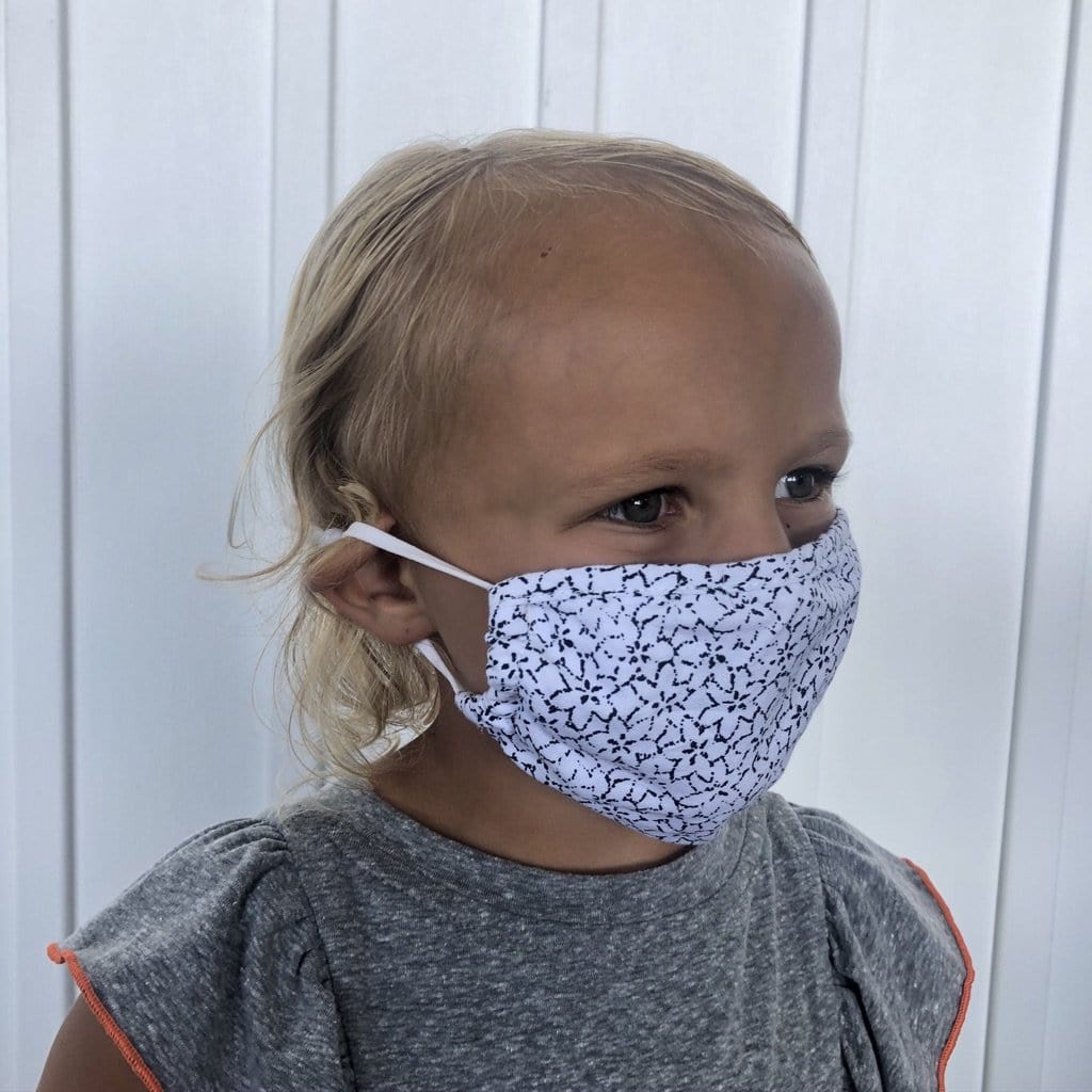 Kids Floral Black & White Face Covering