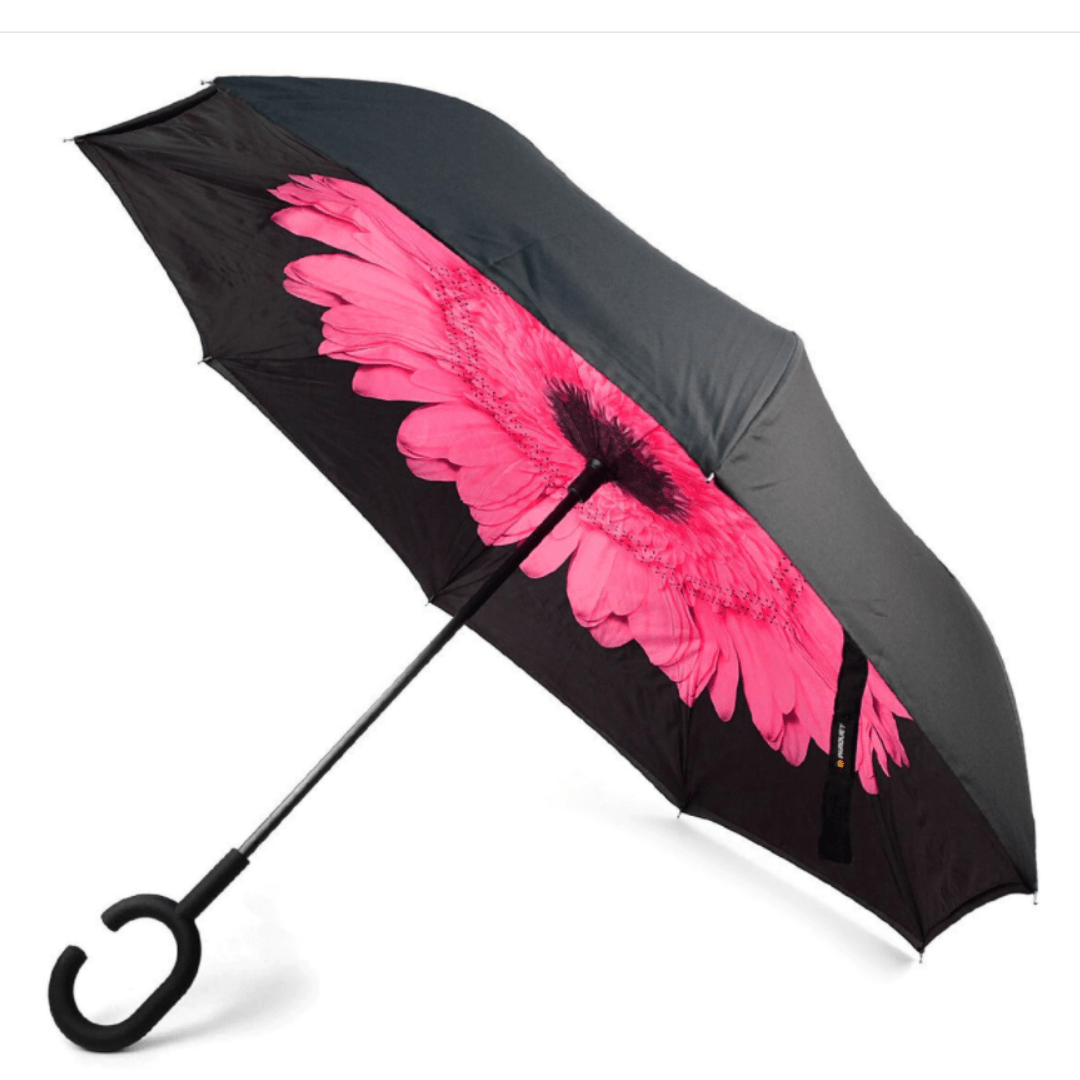 Pink Flower Reversible Umbrella