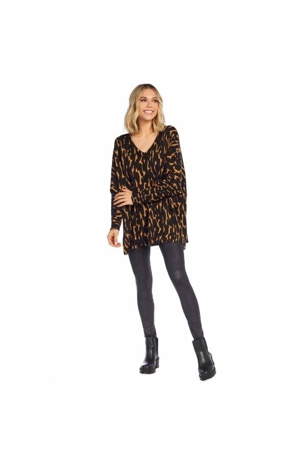 Tan Scottie Printed Sweater OS