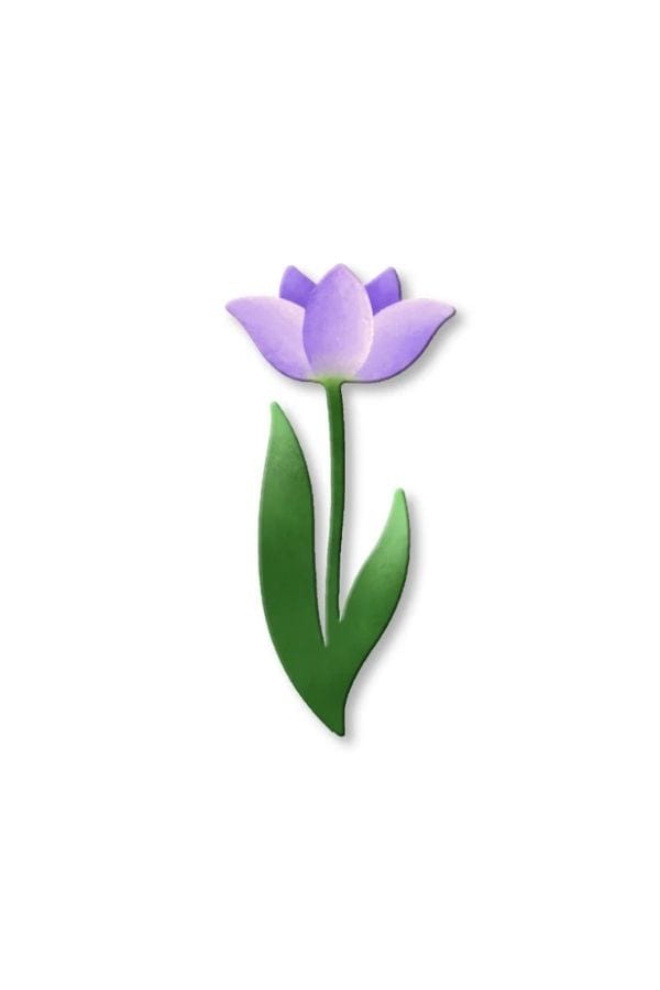 Purple Flower Stem Magnet Mini
