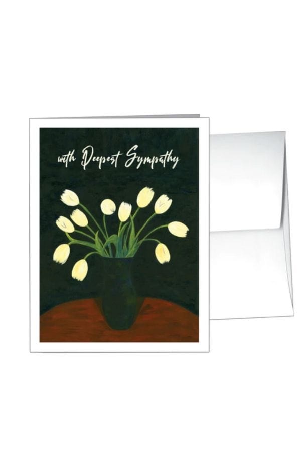 White Tulips on Black Greeting Card
